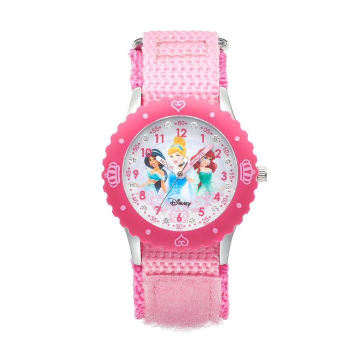 Disney Princess Kids' Cinderella, Jasmine & Ariel Time Teacher Watch, Girl's, Pink