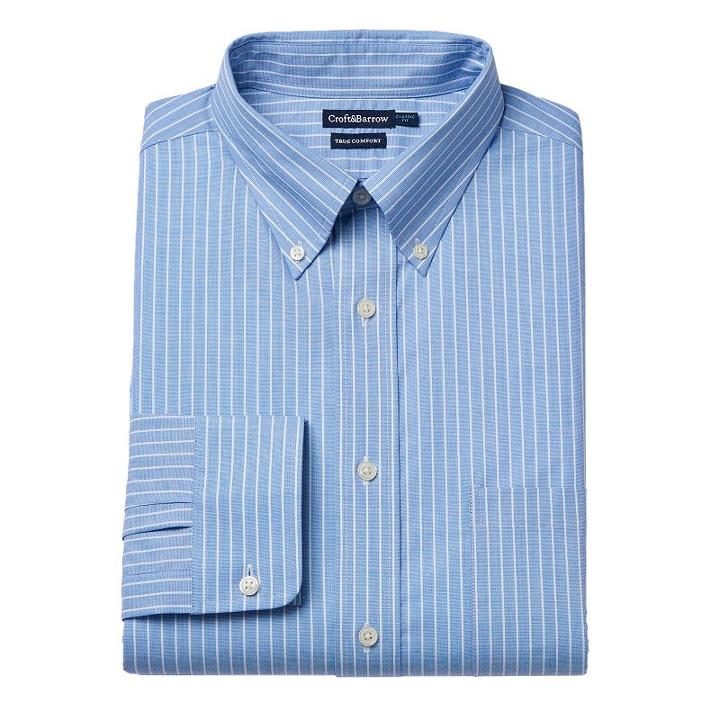 Men's Croft & Barrow&reg; Easy-care True Comfort Slim-fit Stretch Dress Shirt, Size: 17 36/37, Dark Blue
