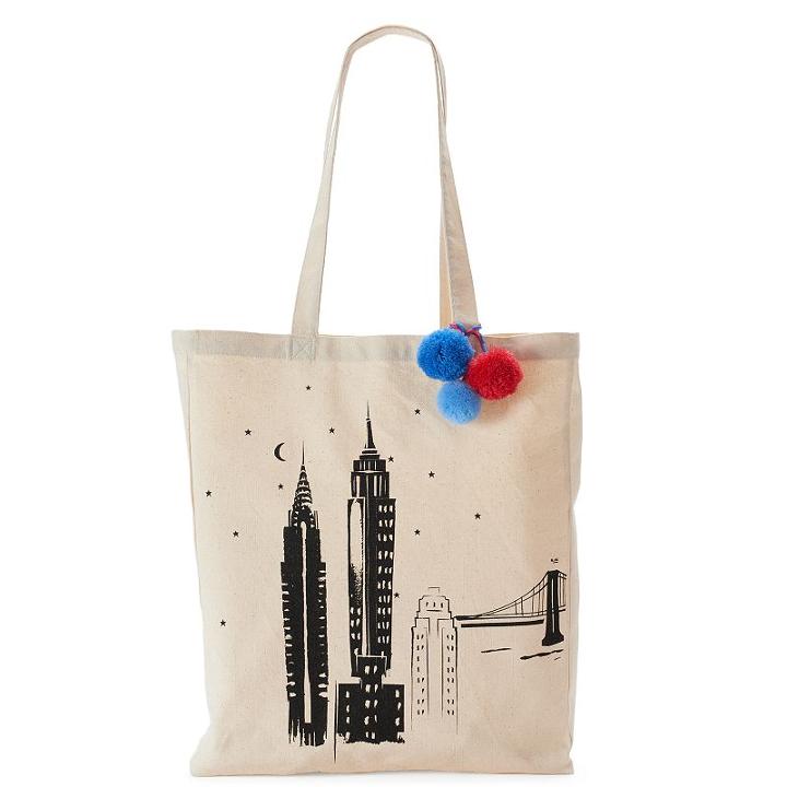 Tri-coastal Design Nyc Skyline Canvas Tote, Women's, Black