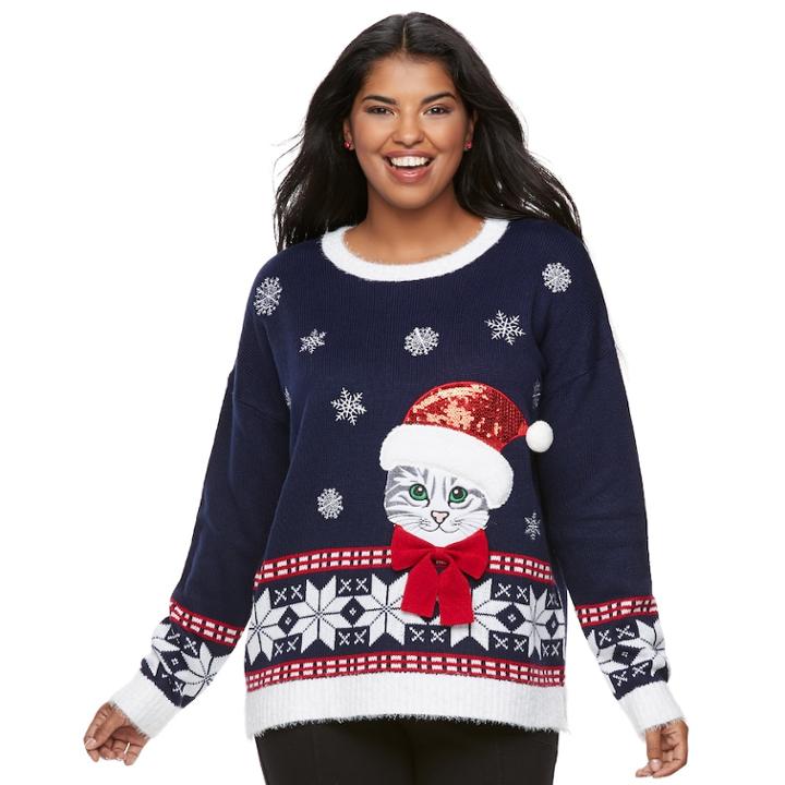 Juniors' Plus Size It's Our Time Fairisle Sweater, Teens, Size: 3xl, Med Blue