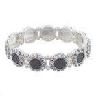 Gray Glittery Circle Stretch Bracelet, Women's, Silver