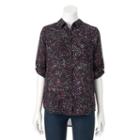 Women's Apt. 9&reg; Dot Roll-tab Blouse, Size: Medium, Drk Purple