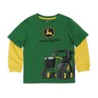 Boys 4-7x John Deere Tractor Mock-layer Wrap-around Graphic Tee, Size: 7, Green