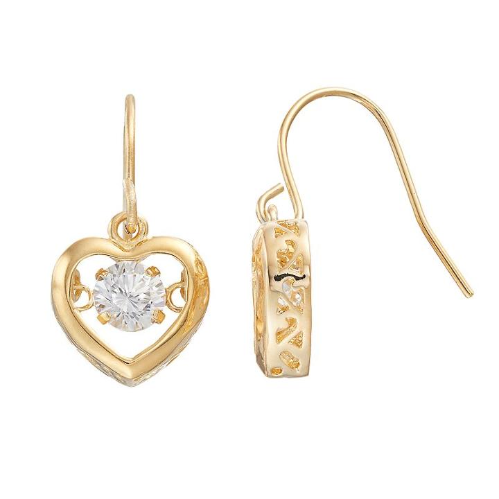Illuminaire Cubic Zirconia Heart Drop Earrings, Women's, White