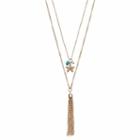 Layered Starfish & Tassel Necklace, Women's, Gold