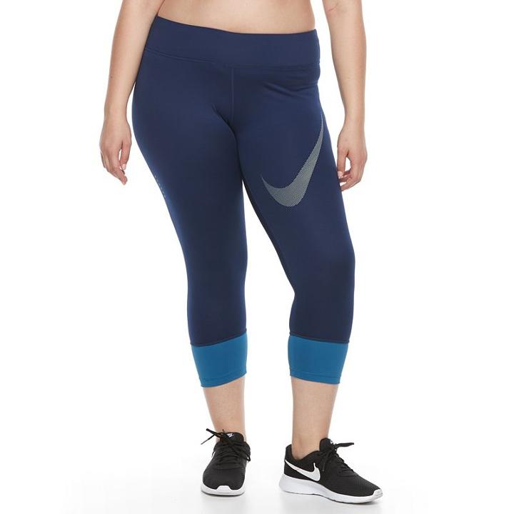 Plus Size Nike Dri-fit Essential Twist Crop Running Tights, Women's, Size: 1xl, Med Blue