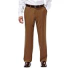 Men's Haggar Eclo Stria Classic-fit Flat-front Dress Pants, Size: 36x34, Dark Brown