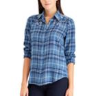Women's Chaps Embroidered Button-down Shirt, Size: Xl, Blue