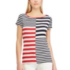 Petite Chaps Varied Striped Tee, Women's, Size: S Petite, Red