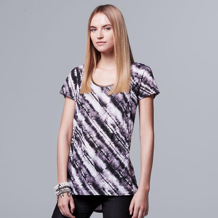 Women's Simply Vera Vera Wang Print High-low Tee, Size: Xl, Natural