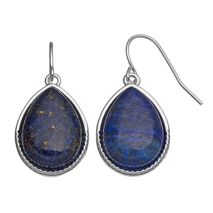 Chaps Blue Nickel Free Teardrop Earrings, Women's, Navy