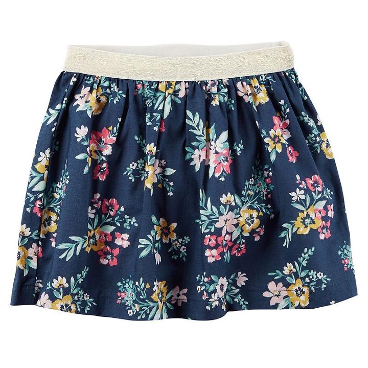 Girls 4-8 Carter's Floral Metallic Skirt, Size: 7, Navy Floral