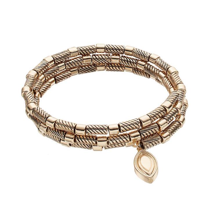 Dana Buchman Textured Tube Bead Coil Bracelet, Women's, Gold
