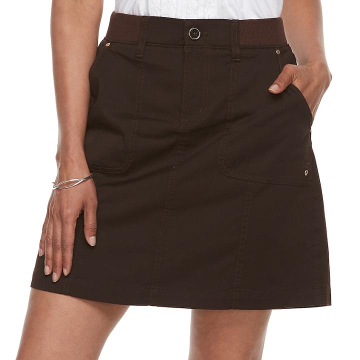 Women's Croft & Barrow&reg; Utility Twill Skort, Size: 10, Dark Brown