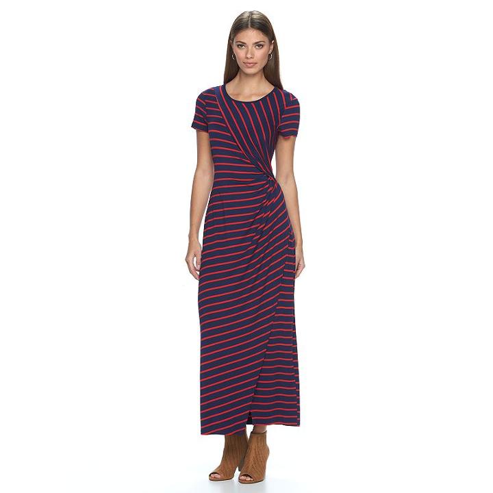 Women's Apt. 9&reg; Ruched Striped Maxi Dress, Size: Xxl, Brown Over