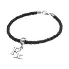Logoart Sterling Silver & Leather Rx Pharmacist Charm Bracelet, Women's, Size: 7.5, Grey