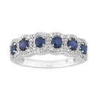 10k White Gold Sapphire & 1/4 Carat T.w. Diamond 6-stone Ring, Women's, Size: 7, Blue