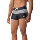 Men's Speedo Striped Square-leg Hybrid Fitness Swim Shorts, Size: Xl, Black