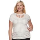 Juniors' Plus Size Candie's&reg; Cut-out Ladder Neck Top, Teens, Size: 1xl, White