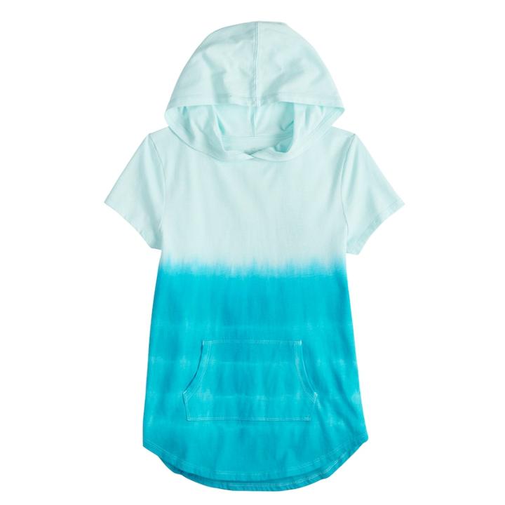 Girls 7-16 & Plus Size So&reg; Tunic Tee Hoodie, Size: 18 1/2, Turquoise/blue (turq/aqua)