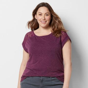 Plus Size Sonoma Goods For Life&trade; Lave Yoke Linen-blend Tee, Women's, Size: 1xl, Med Purple