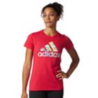 Women's Adidas Iridescent Mesh Tee, Size: Small, Med Pink
