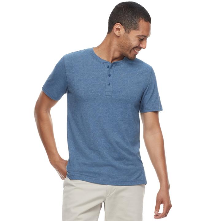 Men's Sonoma Goods For Life&trade; Short-sleeve Supersoft Henley, Size: Large, Blue (navy)