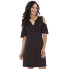 Women's Ab Studio Cold Shoulder Shift Dress, Size: Medium, Black