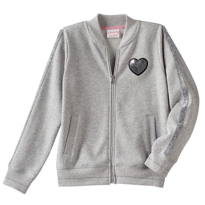 Girls 4-10 Jumping Beans&reg; Sequin Bomber Jacket, Girl's, Size: 6x, Light Grey