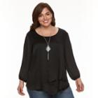 Plus Size Ab Studio Yoryu Necklace Top, Women's, Size: 2xl, Black