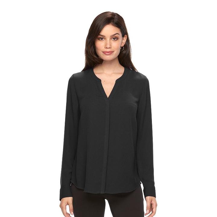 Women's Apt. 9&reg; Crepe Blouse, Size: Small, Black