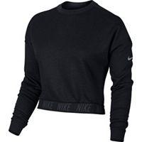 Women's Nike Training Cropped Long Sleeve Running Top, Size: Xl, Grey (charcoal)