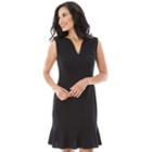 Women's Ab Studio Solid A-line Dress, Size: 12, Black