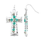 Believe In Beaded Nickel Free Cross Drop Earrings, Women's, Turq/aqua