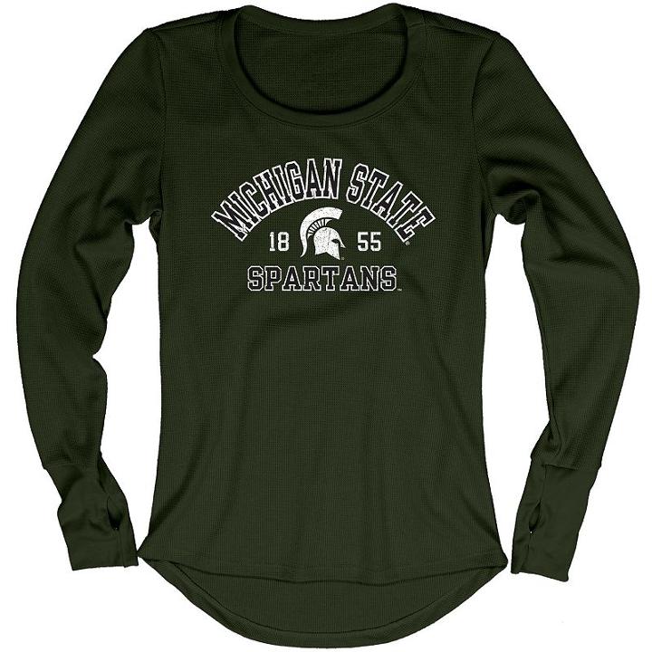 Women's Blue 84 Michigan State Spartans Thermal Long Sleeve Shirt, Size: Large, Black