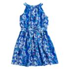 Girls 7-16 My Michelle Floral Pleated Dress, Size: 8, Med Blue