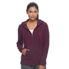 Petite Tek Gear&reg; Dry Tek Zip-front Hoodie, Women's, Size: L Petite, Drk Purple