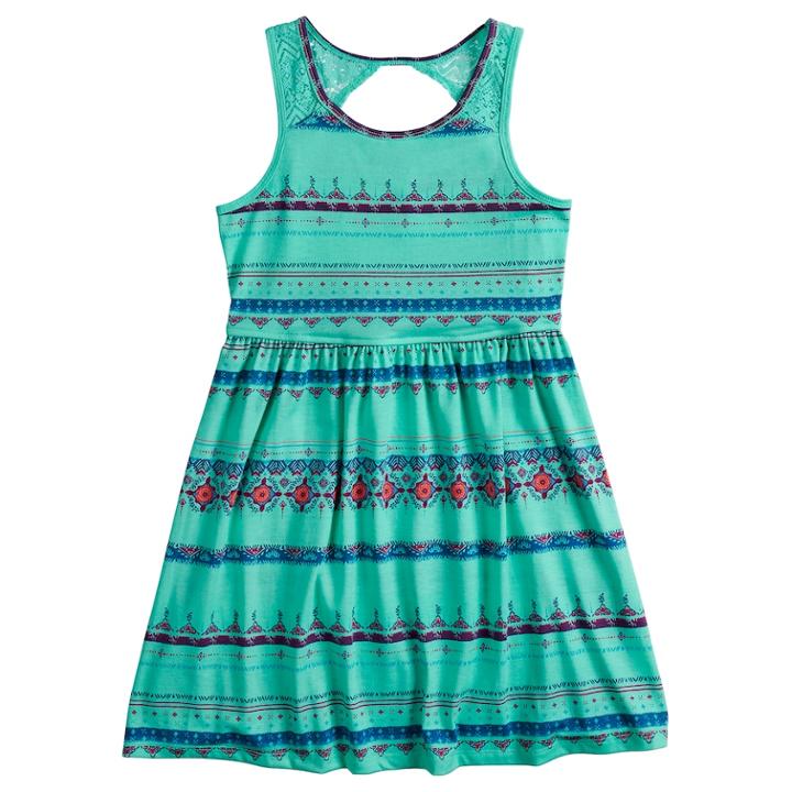 Girls 7-16 & Plus Size Mudd&reg; Crocheted Yoke Sleeveless Dress, Size: Xl/14, Turquoise/blue (turq/aqua)