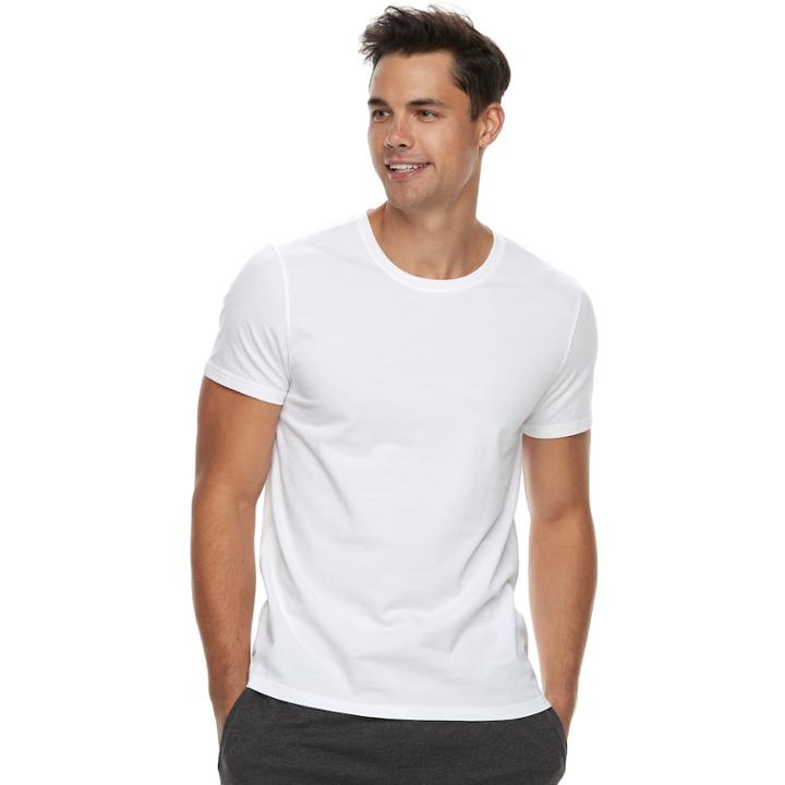 Men's Apt. 9&reg; Premier Flex Slim-fit Crewneck Sleep Shirt, Size: Medium, White
