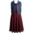Girls 7-16 Emily West Sleeveless Crochet Dress & Glitter Vest, Size: 7, Dark Red
