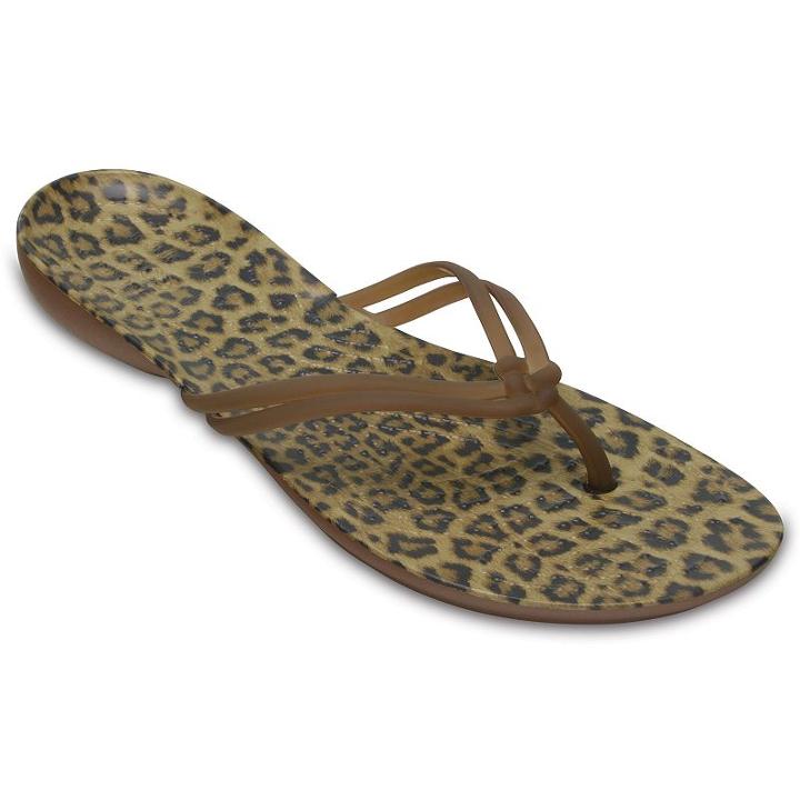 Crocs Isabella Women's Graphic Flip-flops, Size: 9, Brown Over