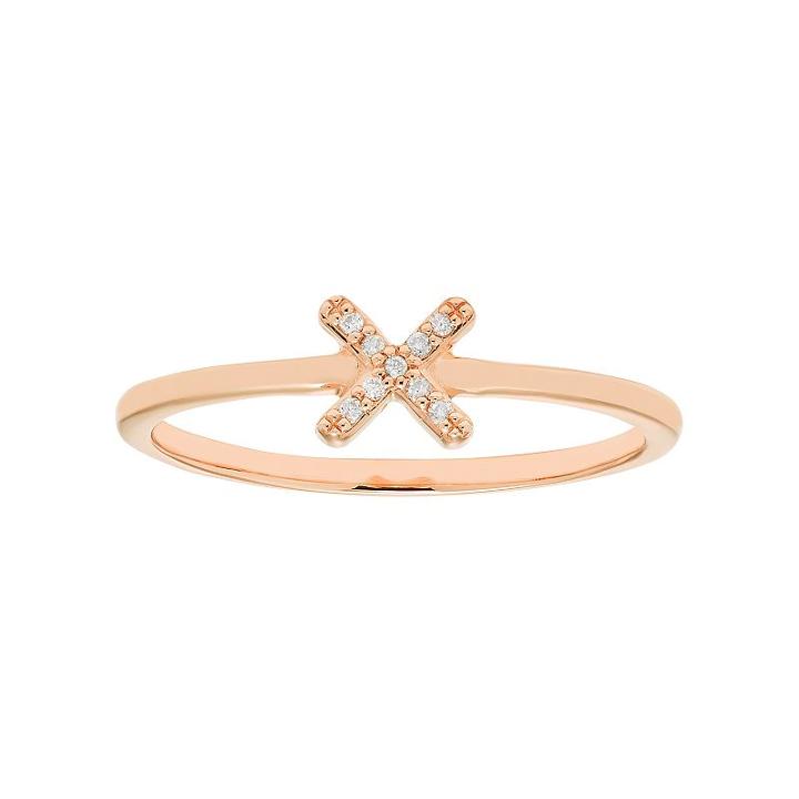10k Gold Diamond Accent X Ring, Women's, Size: 4.50, Pink