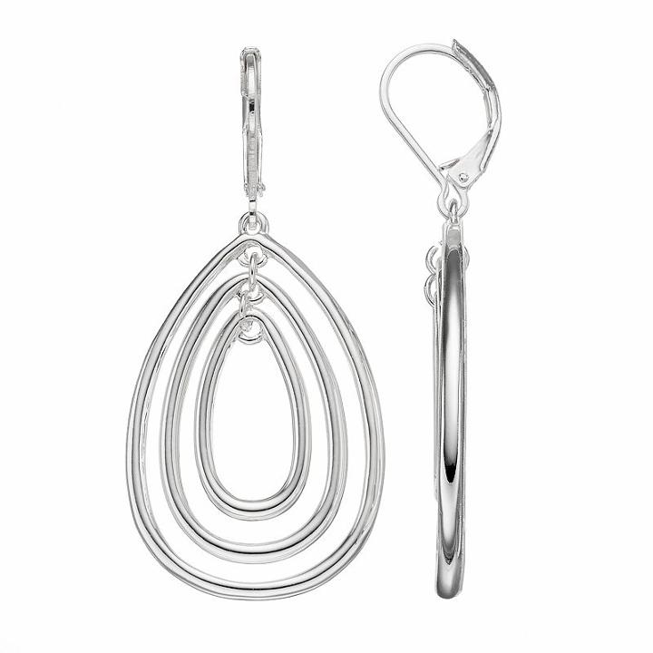 Napier Triple Teardrop Earrings, Women's, Silver