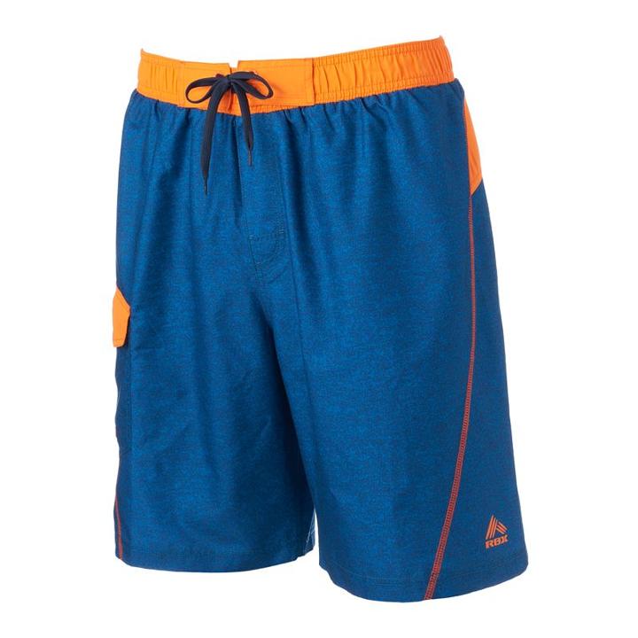 Men's Rbx Heathered Performance Swim Trunks, Size: Medium, Blue