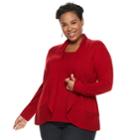 Plus Size Napa Valley Mock-layer Top, Women's, Size: 3xl, Red