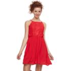 Juniors' Lily Rose Crochet Bodice Skater Dress, Teens, Size: Large, Dark Red