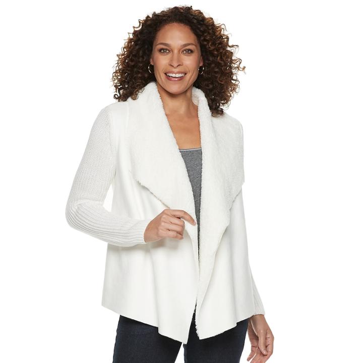 Women's Napa Valley Sherpa Draped Jacket, Size: Medium, Natural