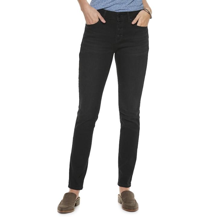 Women's Sonoma Goods For Life&trade; Button High Waist Skinny Jeans, Size: 10 T/l, Black