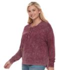 Juniors' Plus Size Mudd&reg; Lace-up Sweatshirt, Teens, Size: 1xl, Red