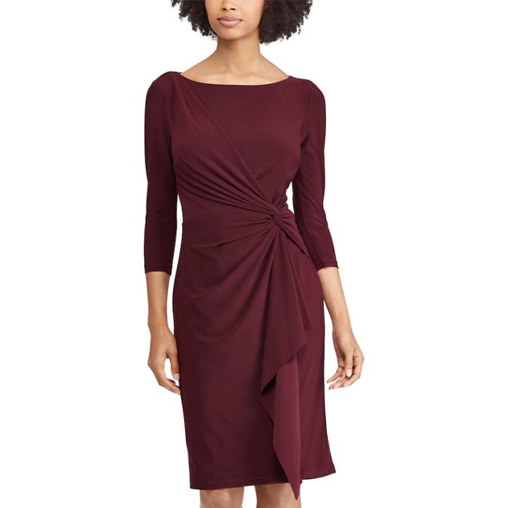 Women's Chaps Knot-front Ruffle Sheath Dress, Size: Xs, Red